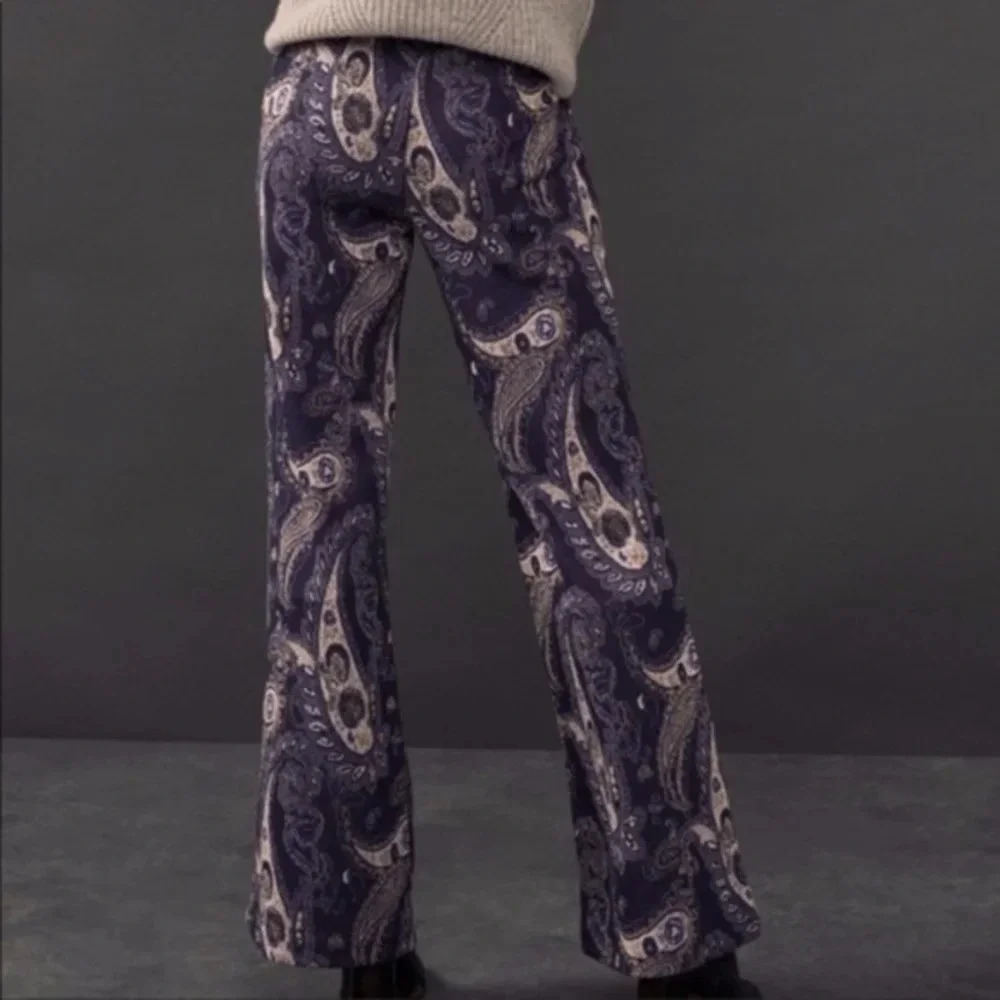 NWT Anthropologie Maeve Jacquard Flare Trousers 4 - Picture 3 of 5